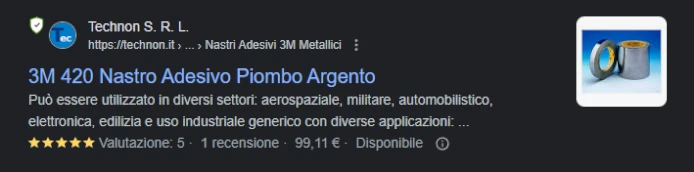 Esempio di Rich Snippet con Review